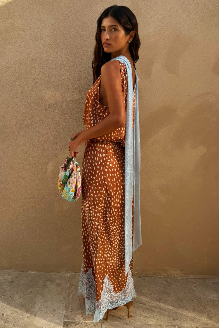 Never Fully Dressed Latest - Deer Print Midi Maeva Skirt with Lace Trim - Never Fully Dressed