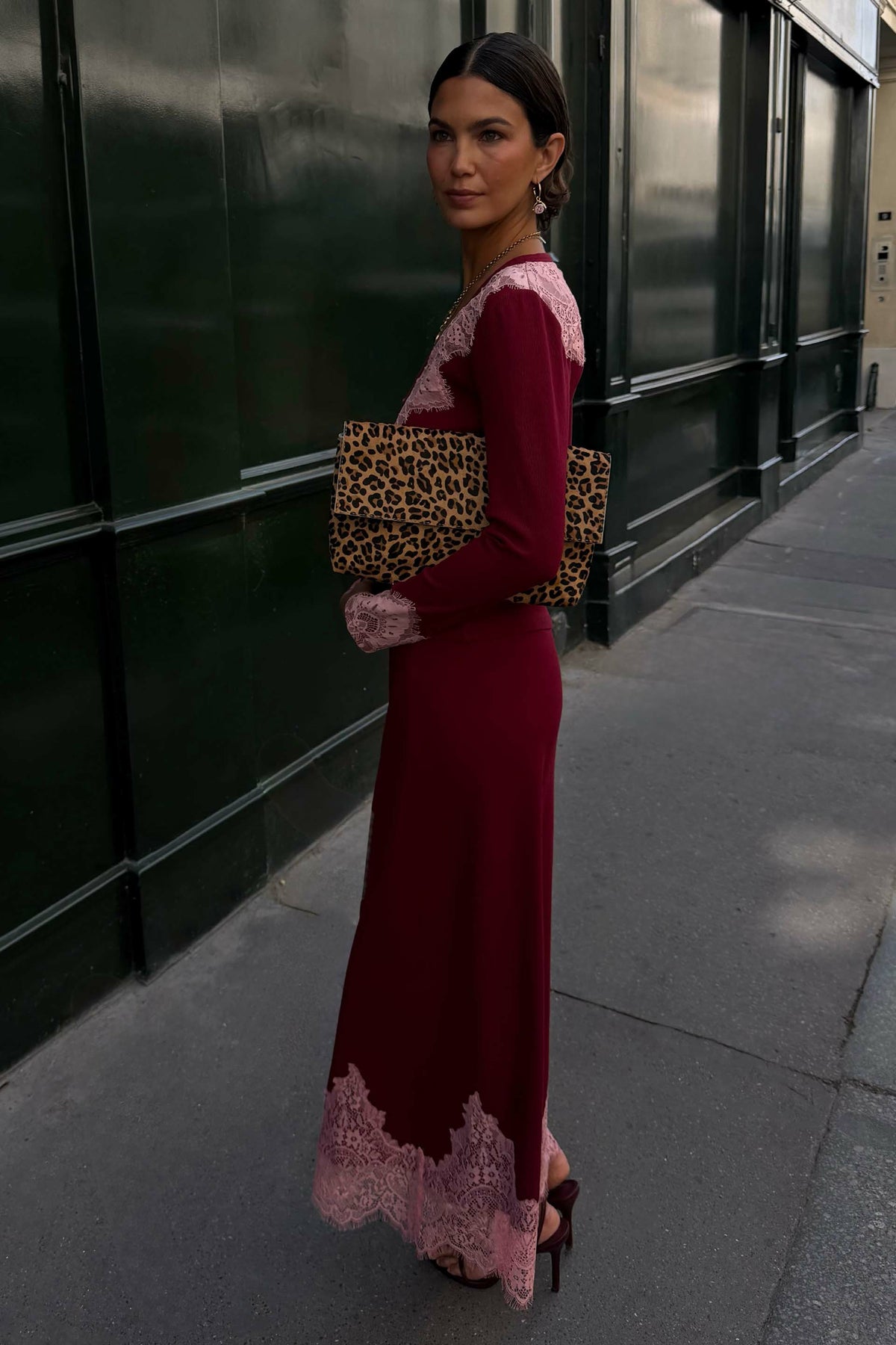 Never Fully Dressed Everyday - Burgundy Lace Rib Midi Maeva Skirt