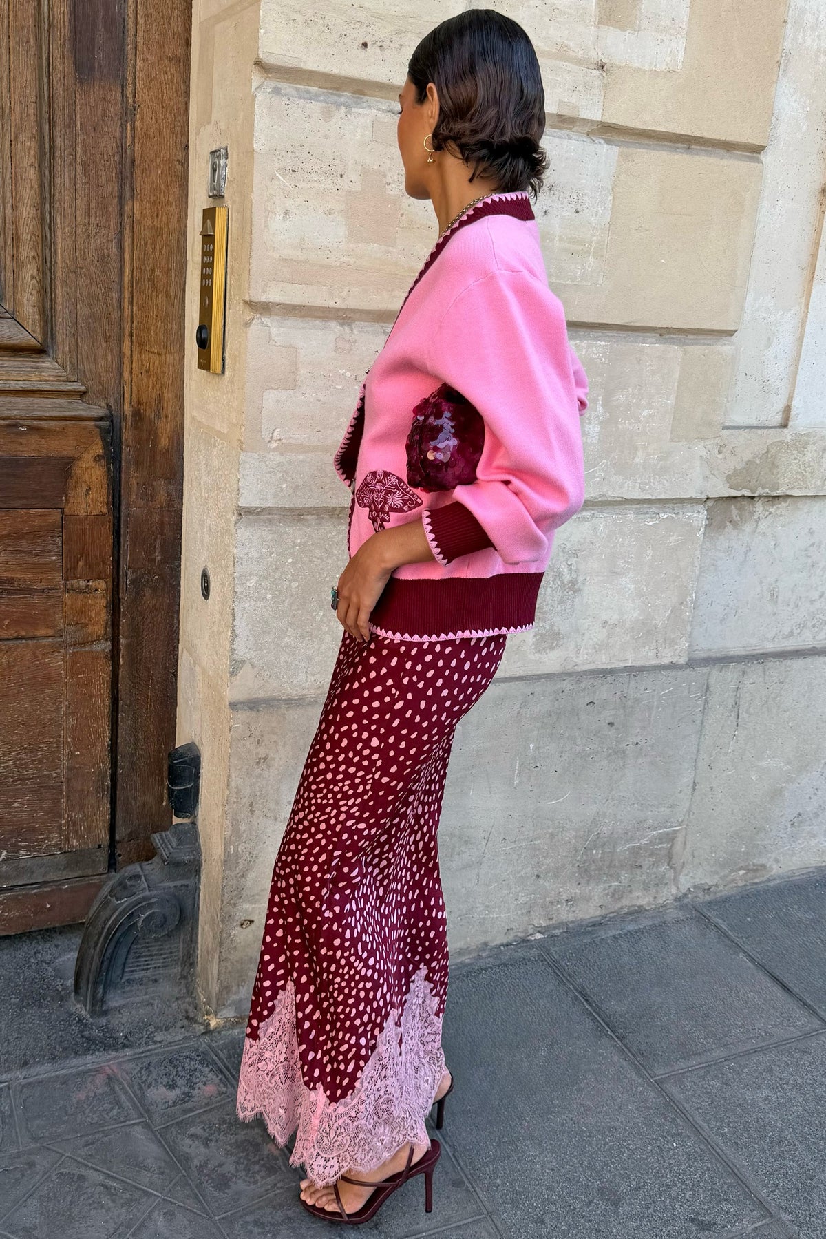 Never Fully Dressed Quality - Burgundy Deer Midi Maeva Skirt