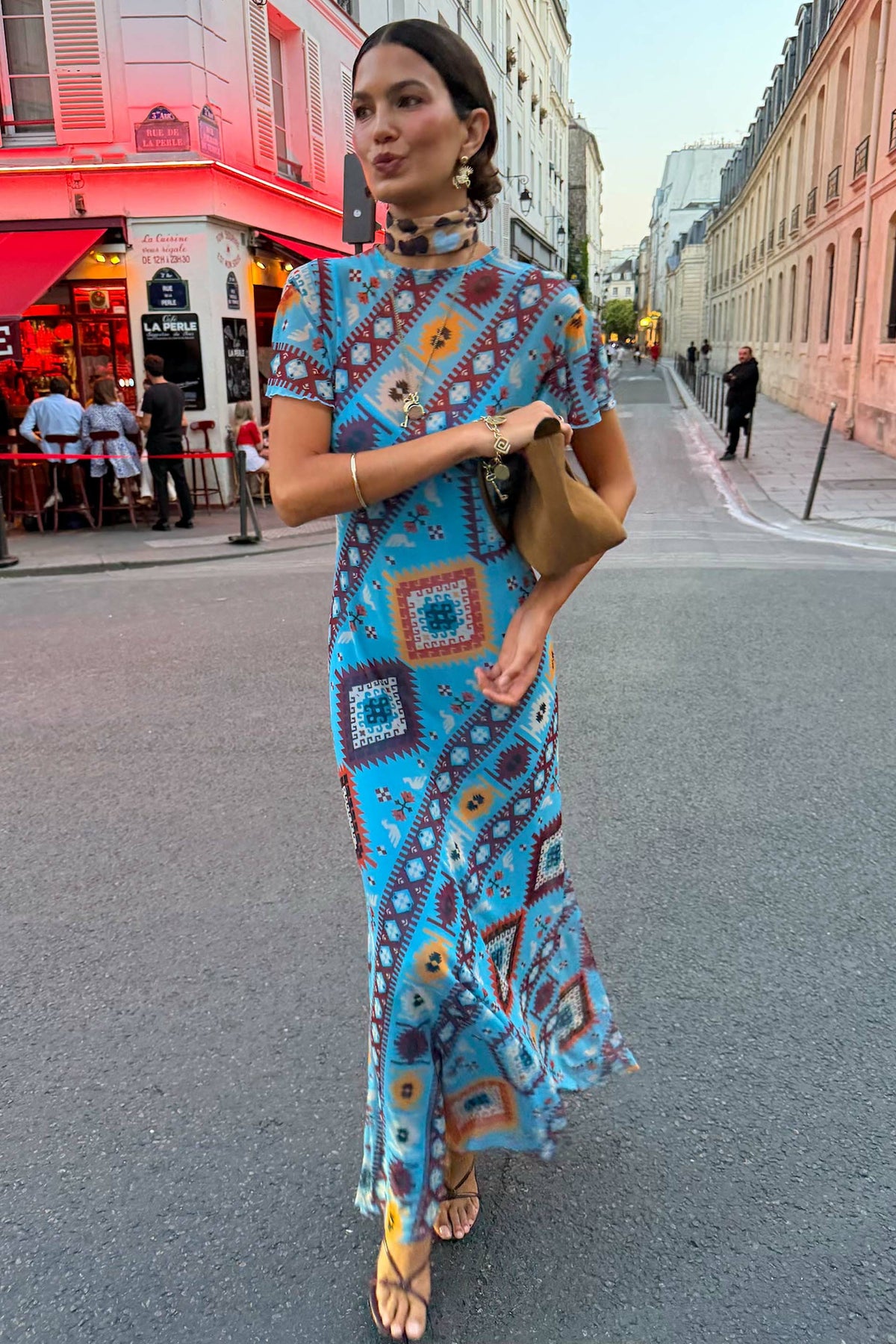 Never Fully Dressed Hot Sale - Blue Multi Print Mesh Dress