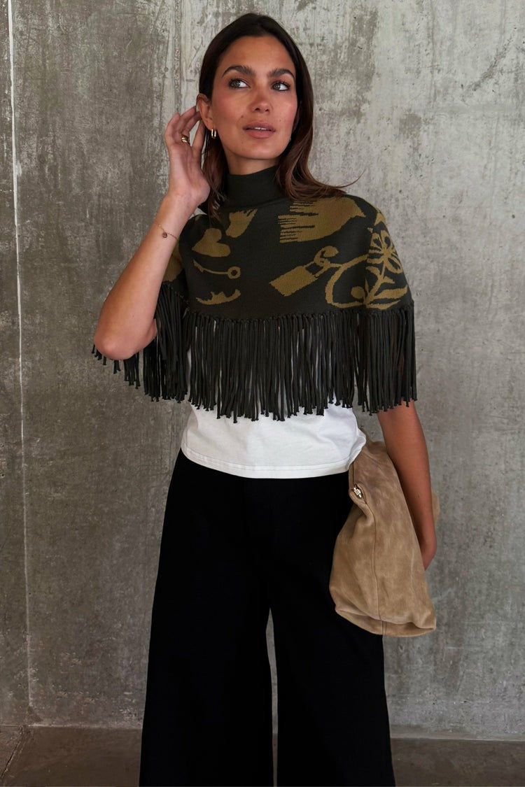 Never Fully Dressed Best Seller - Olive Amara Knit Cape