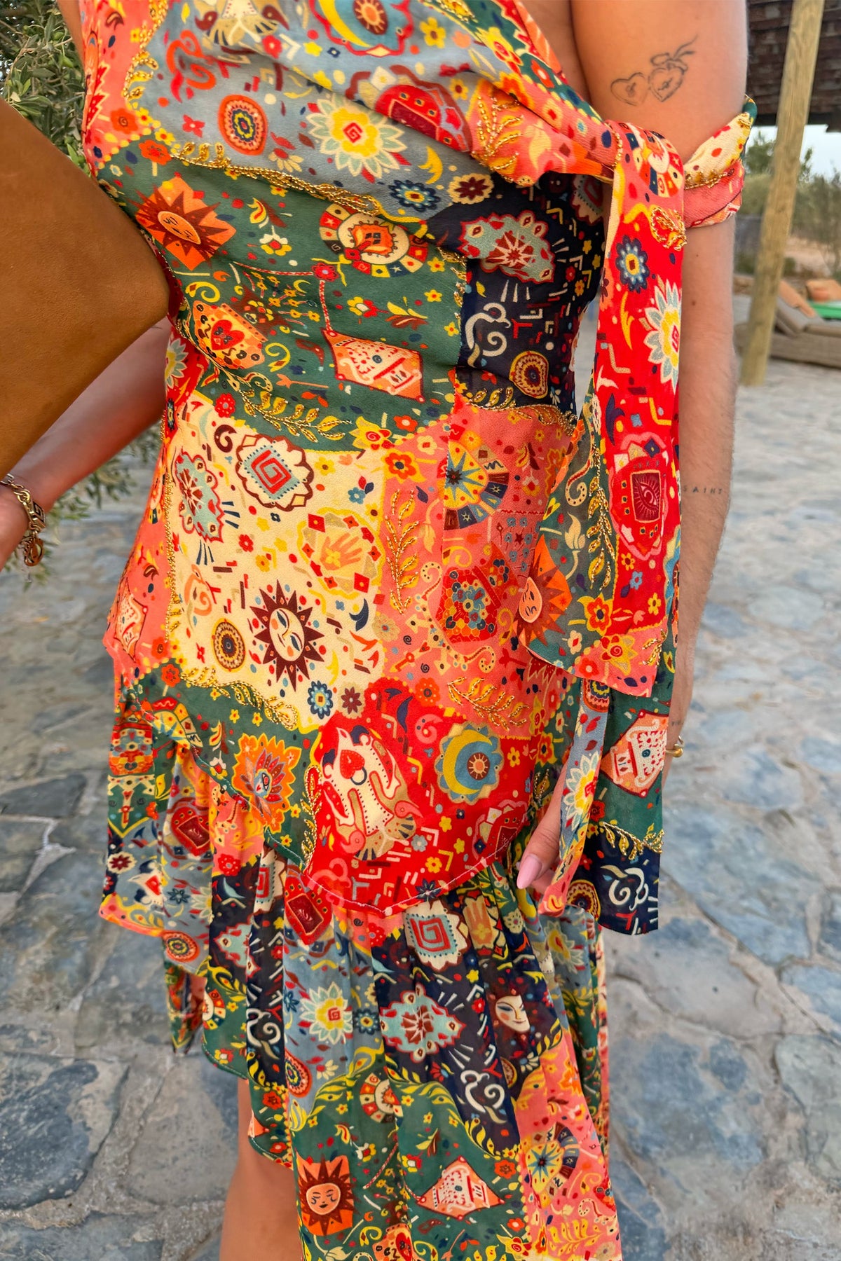 Never Fully Dressed Latest - Tapestry Tie Shoulder Top