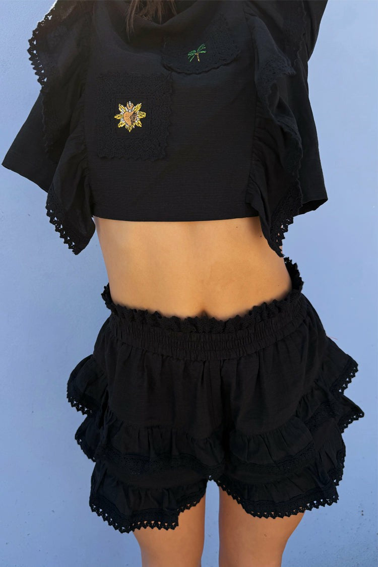 Never Fully Dressed Exclusive - Black Ruffle Shorts