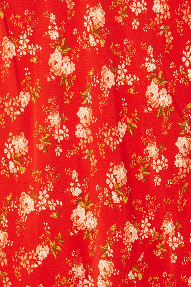 Never Fully Dressed Great Value - Red Floral Midi Skirt