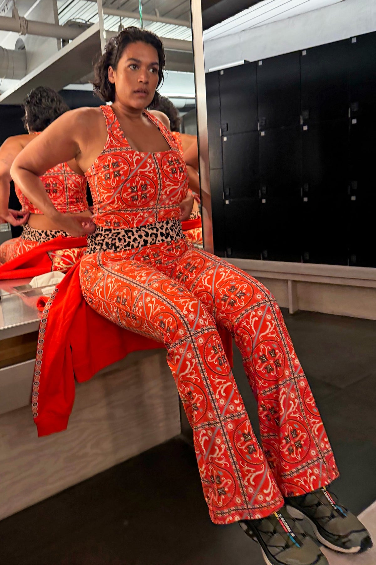 Never Fully Dressed Hot Sale - Red Paisley Wide Leg Legging