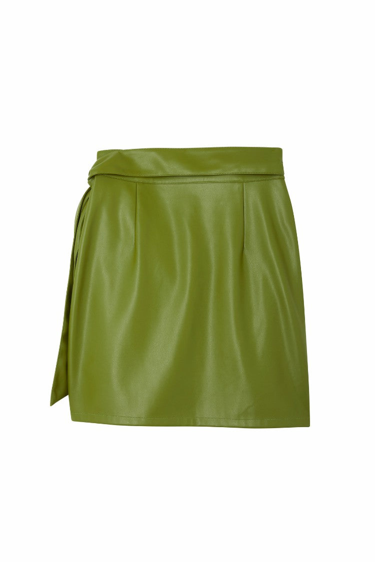 Never Fully Dressed Hot Sale - Olive Green Vegan Leather Mini Jaspre Skirt Petite