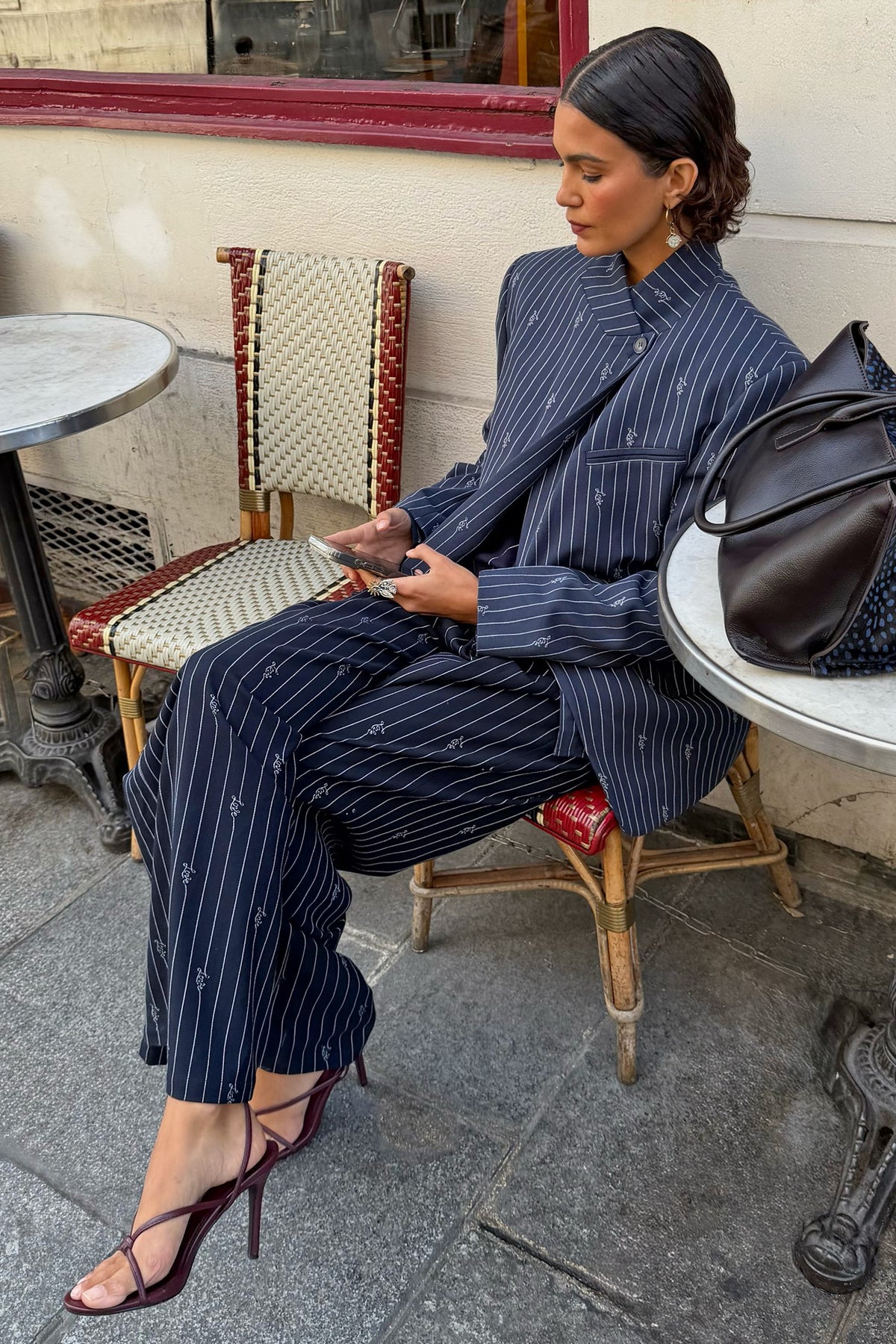 Never Fully Dressed Essential - Navy Pinstripe Fold Over Blazer