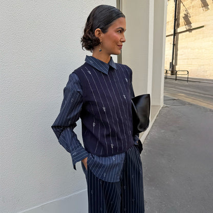 Never Fully Dressed Deals - Navy Pinstripe Tank