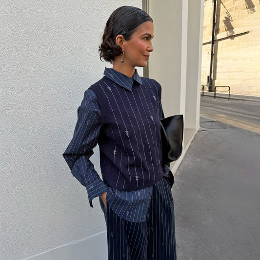 Never Fully Dressed Deals - Navy Pinstripe Tank