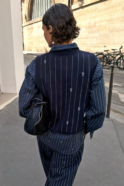 Never Fully Dressed Deals - Navy Pinstripe Tank