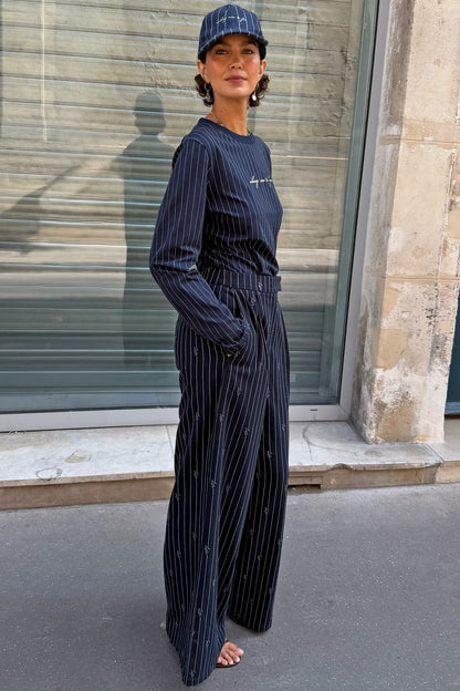 Never Fully Dressed Trusted - Navy Pinstripe Sophie Trousers