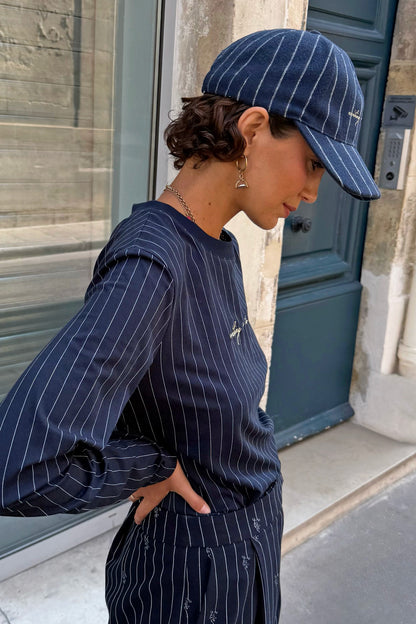 Never Fully Dressed Classic - Navy Pinstripe Cap