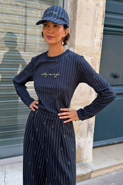 Never Fully Dressed Classic - Navy Pinstripe Cap