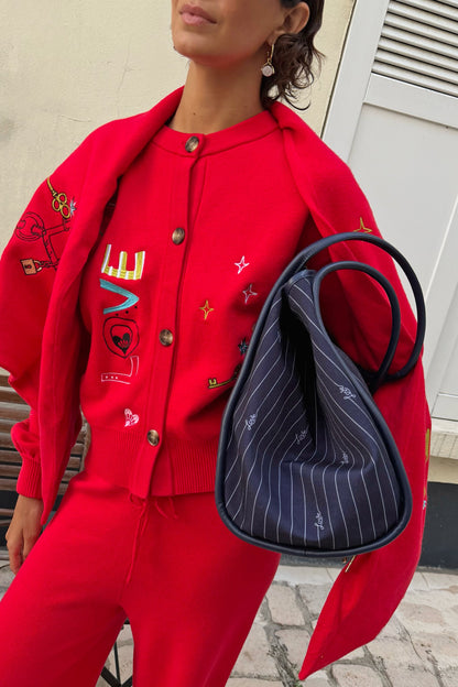 Never Fully Dressed Exclusive - Navy Pinstripe Shopper Bag