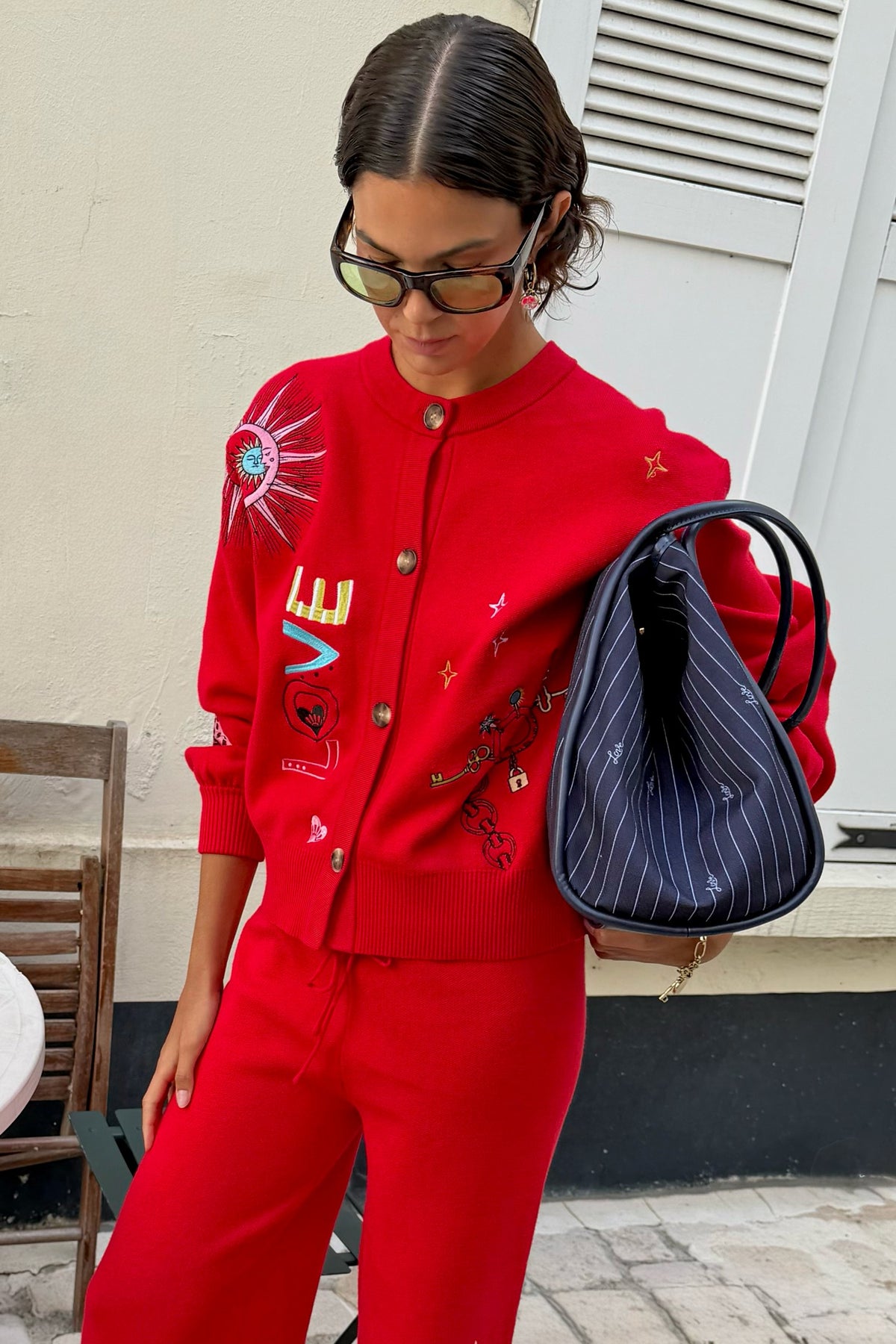Never Fully Dressed Exclusive - Navy Pinstripe Shopper Bag
