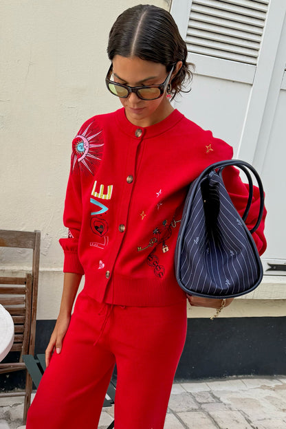 Never Fully Dressed Exclusive - Navy Pinstripe Shopper Bag