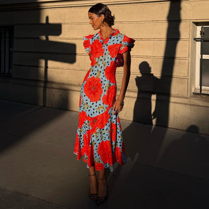 Never Fully Dressed Everyday - Blue Deer Poppy Remi Midi Dress