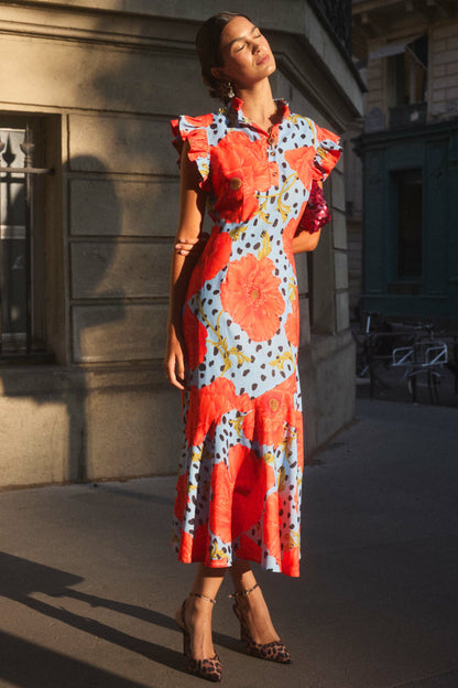 Never Fully Dressed Everyday - Blue Deer Poppy Remi Midi Dress