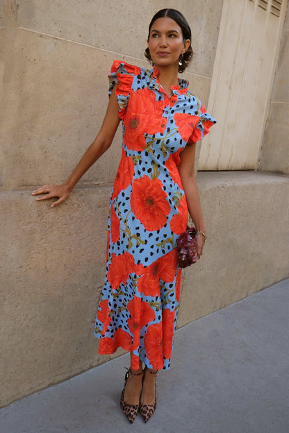 Never Fully Dressed Everyday - Blue Deer Poppy Remi Midi Dress