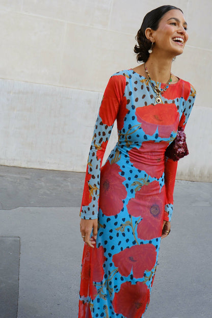 Never Fully Dressed Value - Blue Deer Poppy Aria Mesh Dress