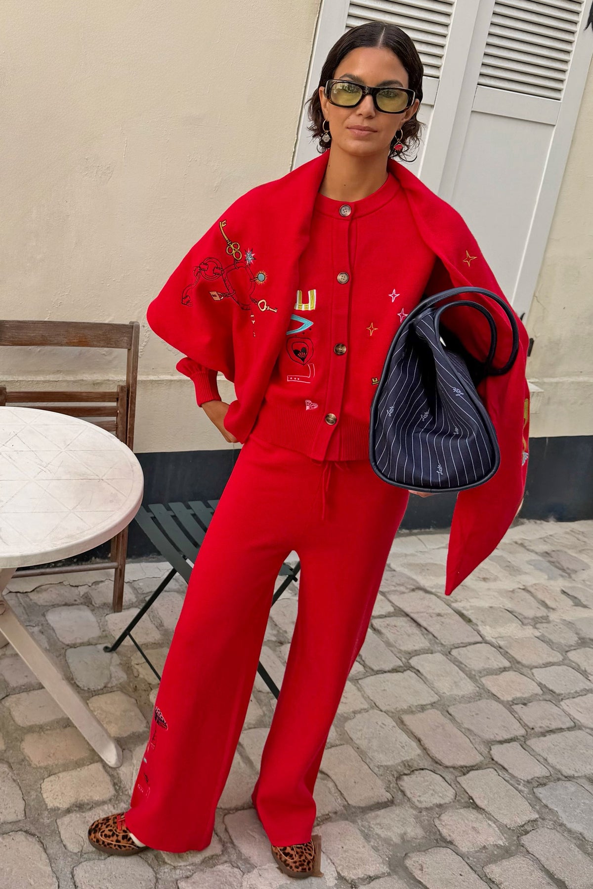 Never Fully Dressed Essential - Red Amore Wide Leg Knit Joggers