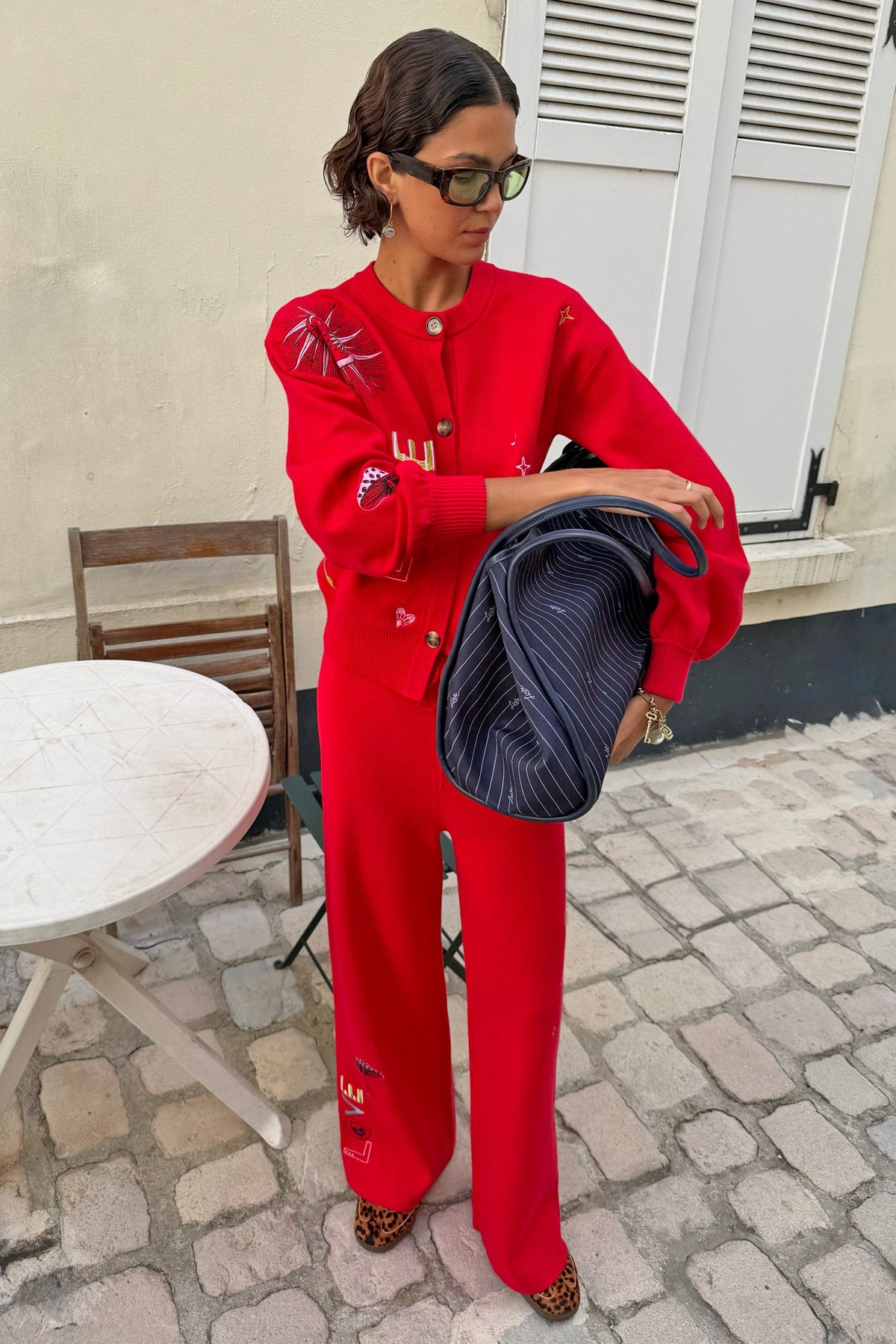 Never Fully Dressed Essential - Red Amore Wide Leg Knit Joggers