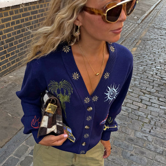 Never Fully Dressed Great Value - Navy Icons Cardigan
