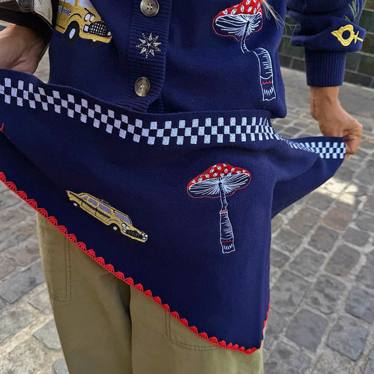 Never Fully Dressed Essential - Navy Icons Knit Scarf