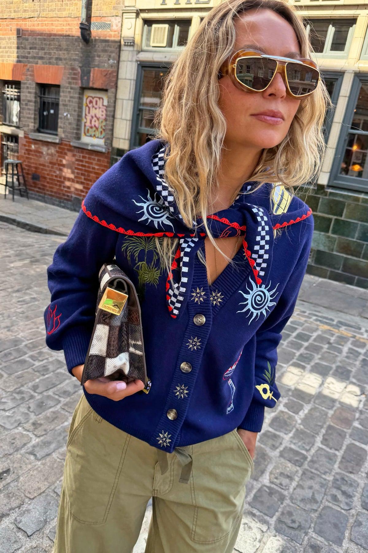Never Fully Dressed Essential - Navy Icons Knit Scarf