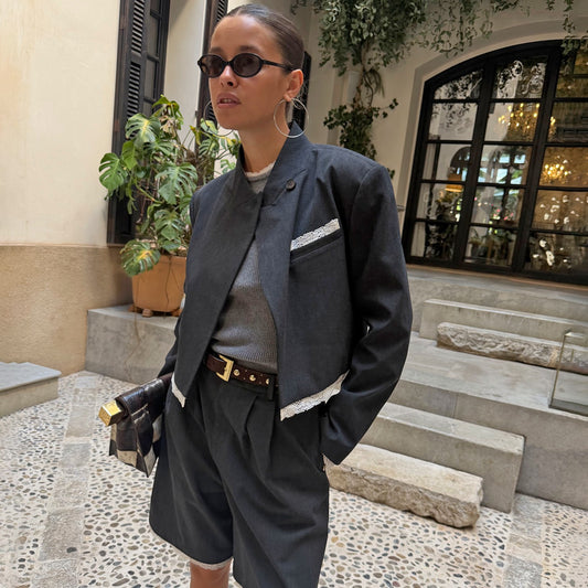 Never Fully Dressed Smart Buy - Fold Over Cropped Blazer
