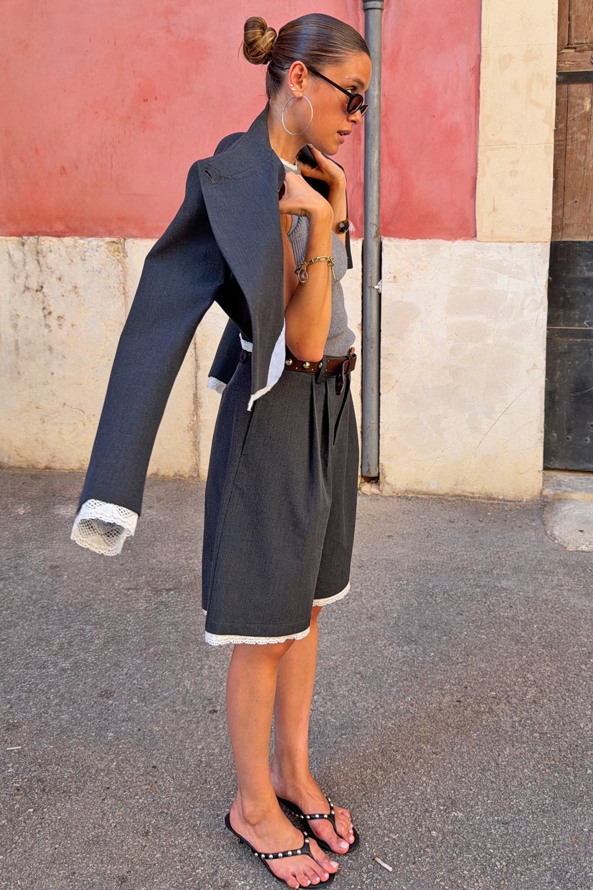 Never Fully Dressed Essential - Long Tailored Short with Lace Trim