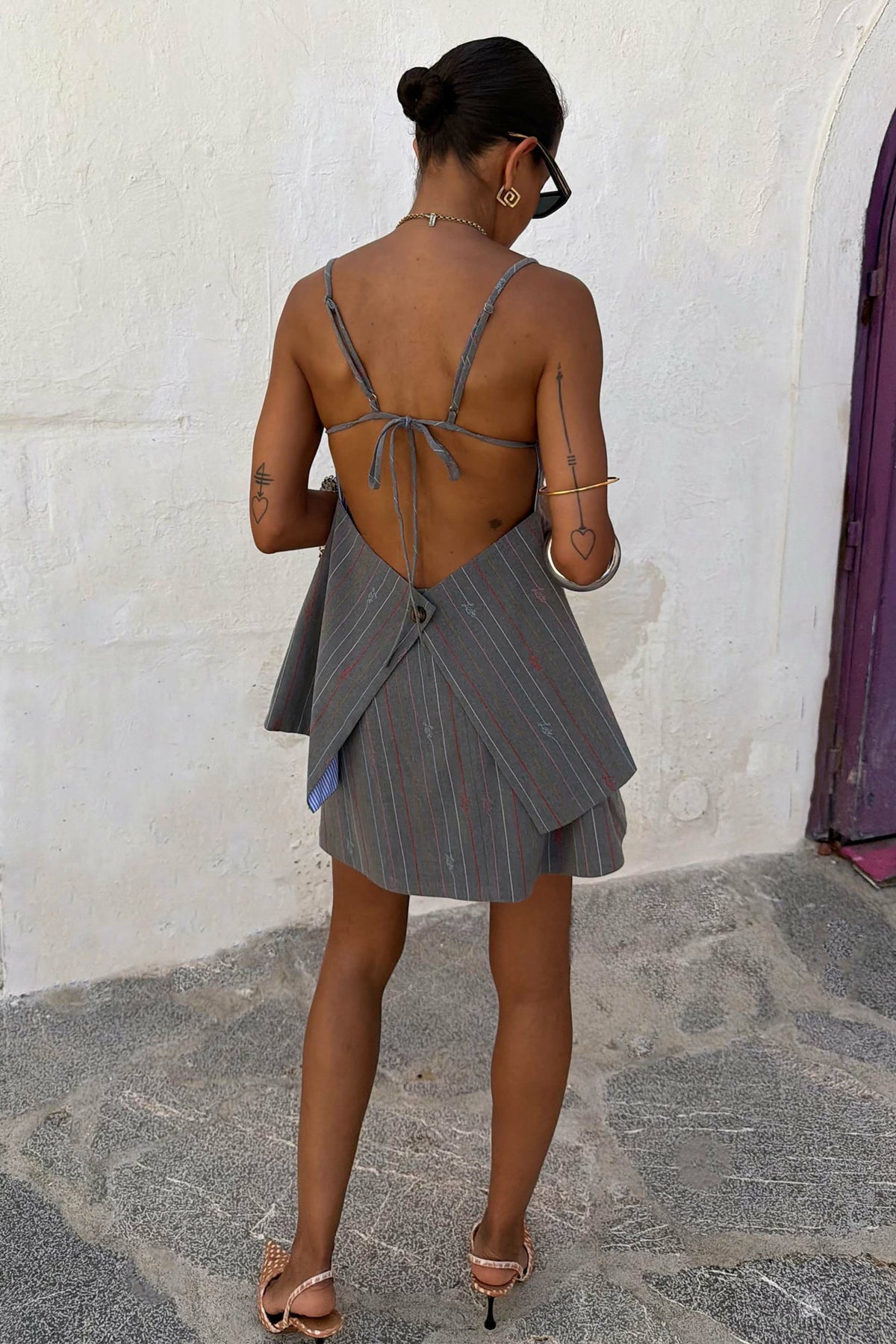 Never Fully Dressed Deals - Grey Love Pinstripe Skort
