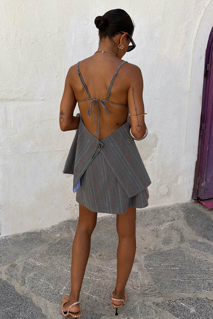 Never Fully Dressed Deals - Grey Love Pinstripe Skort