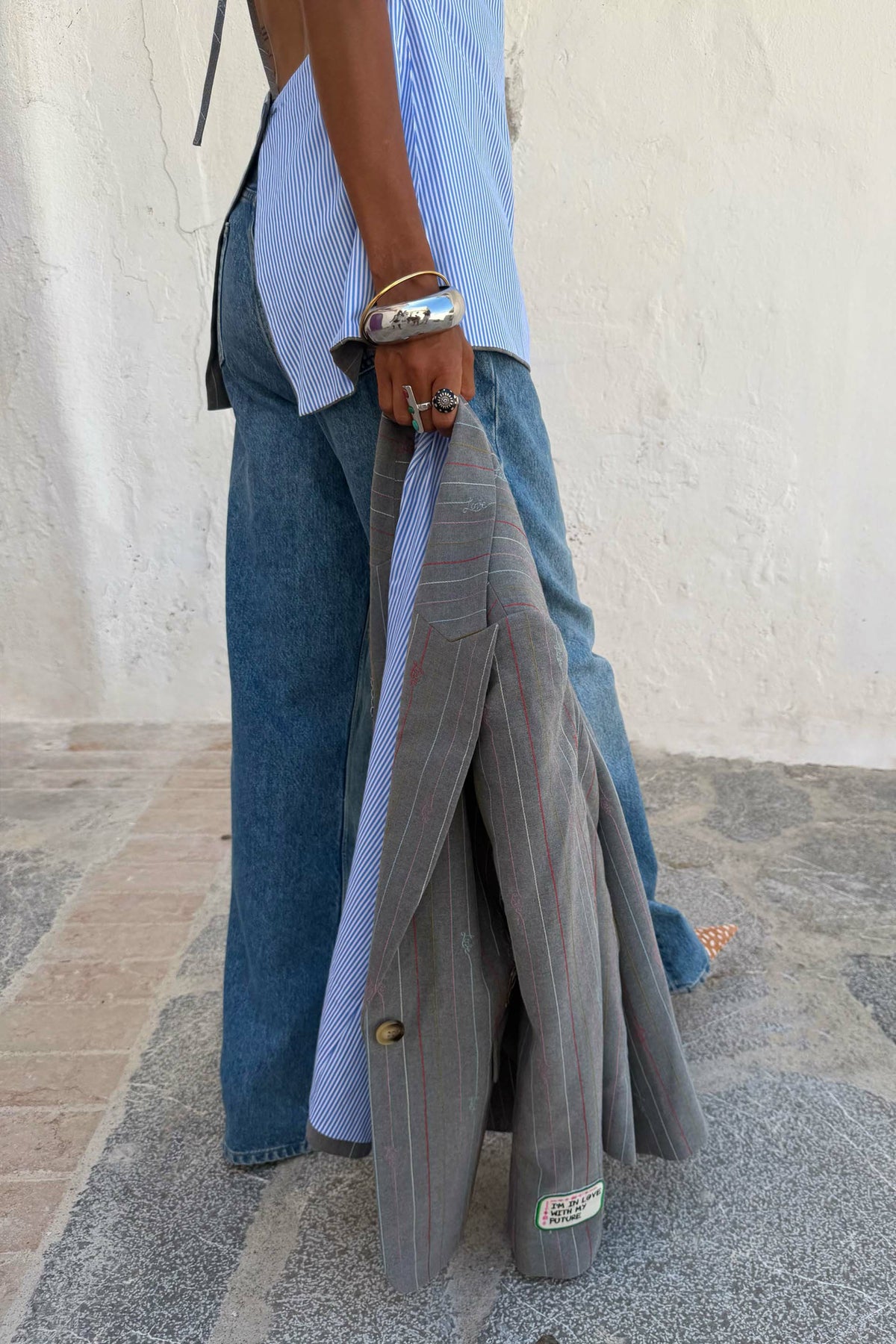 Never Fully Dressed Best Price - Grey Love Pinstripe Blazer