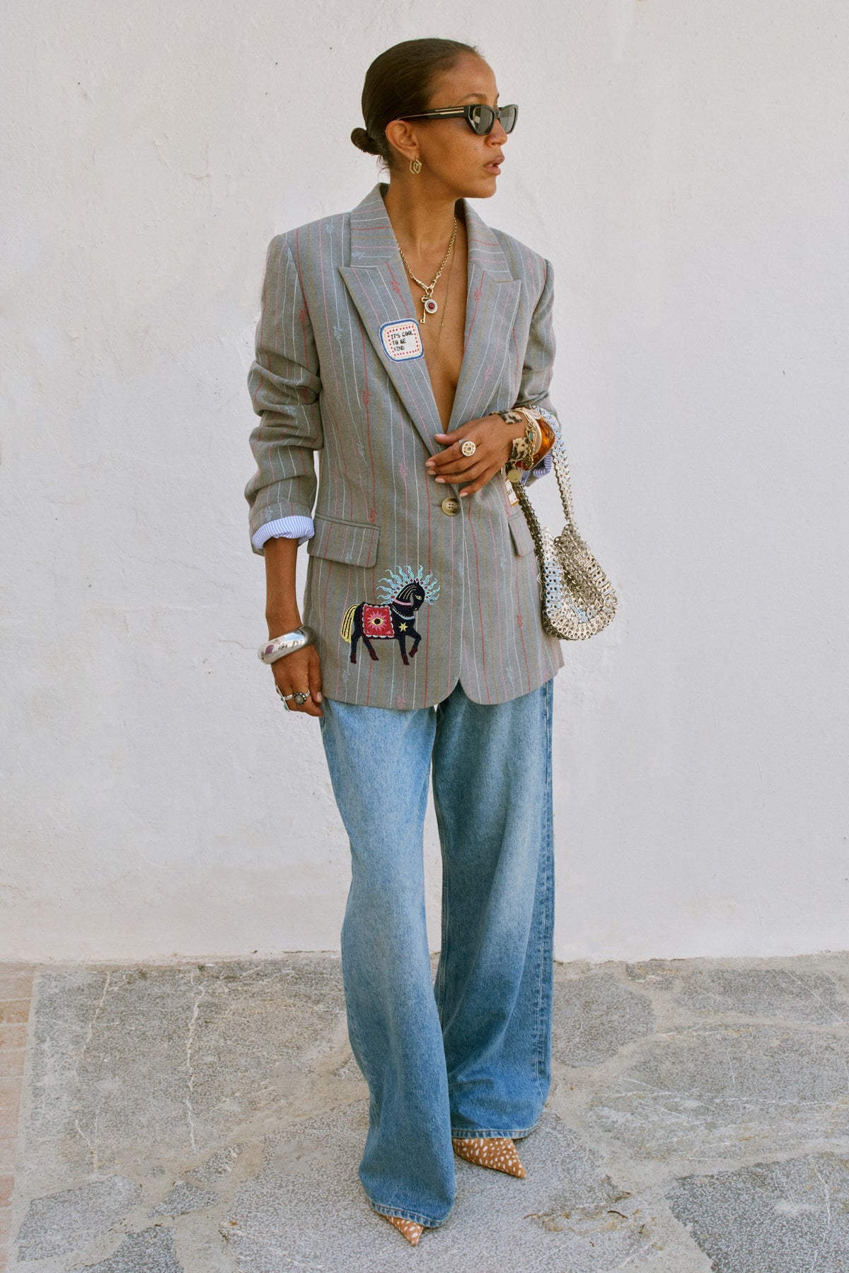 Never Fully Dressed Best Price - Grey Love Pinstripe Blazer