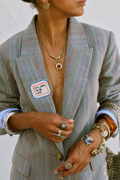 Never Fully Dressed Best Price - Grey Love Pinstripe Blazer