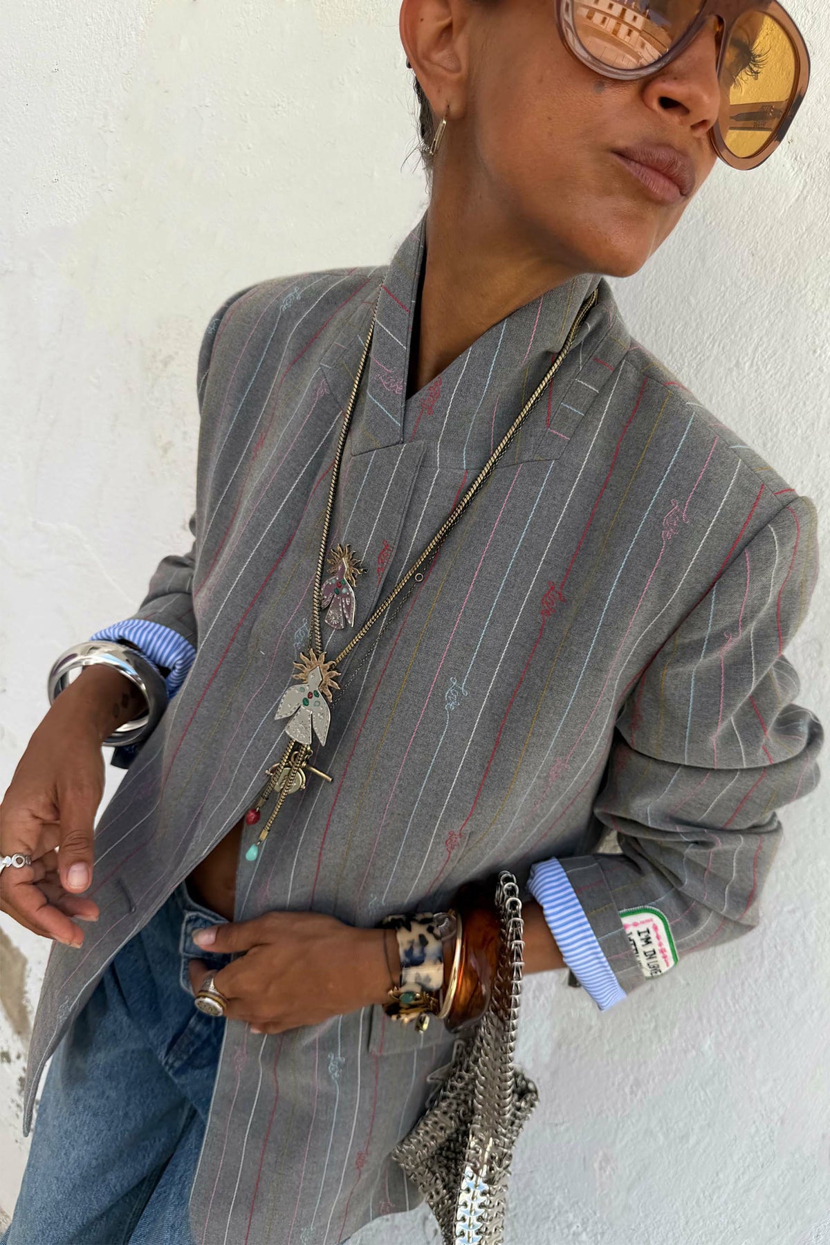 Never Fully Dressed Best Price - Grey Love Pinstripe Blazer
