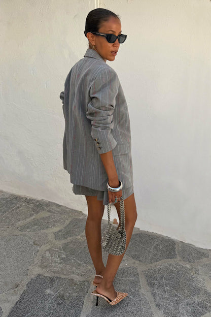 Never Fully Dressed Best Price - Grey Love Pinstripe Blazer