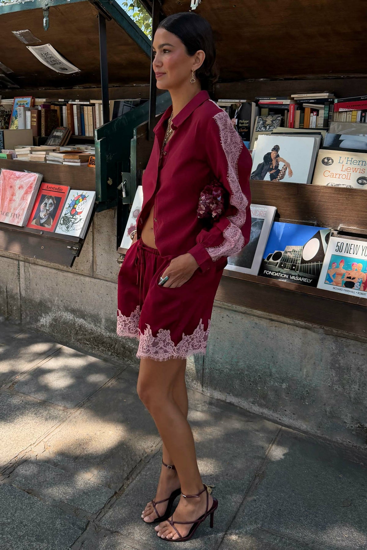 Never Fully Dressed Essential - Burgundy and Pink Lace Marley Shirt