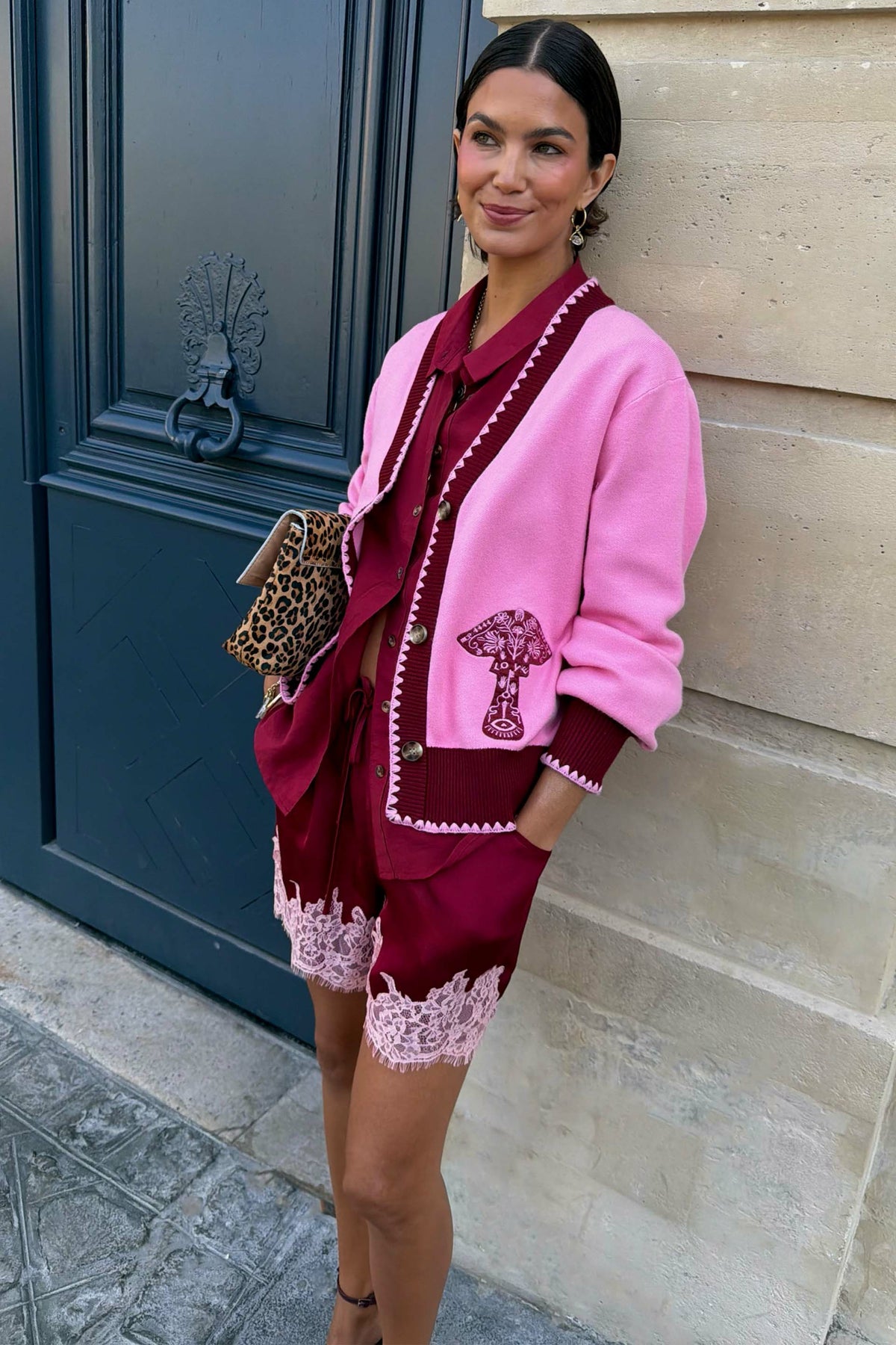 Never Fully Dressed Essential - Burgundy and Pink Lace Marley Shirt