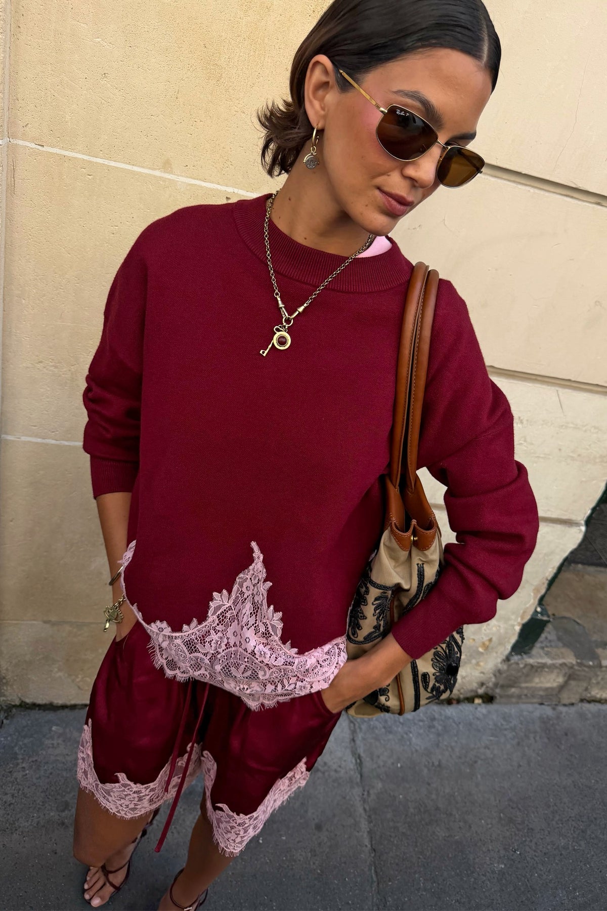 Never Fully Dressed Trending - Burgundy Lace Copenhagen Jumper