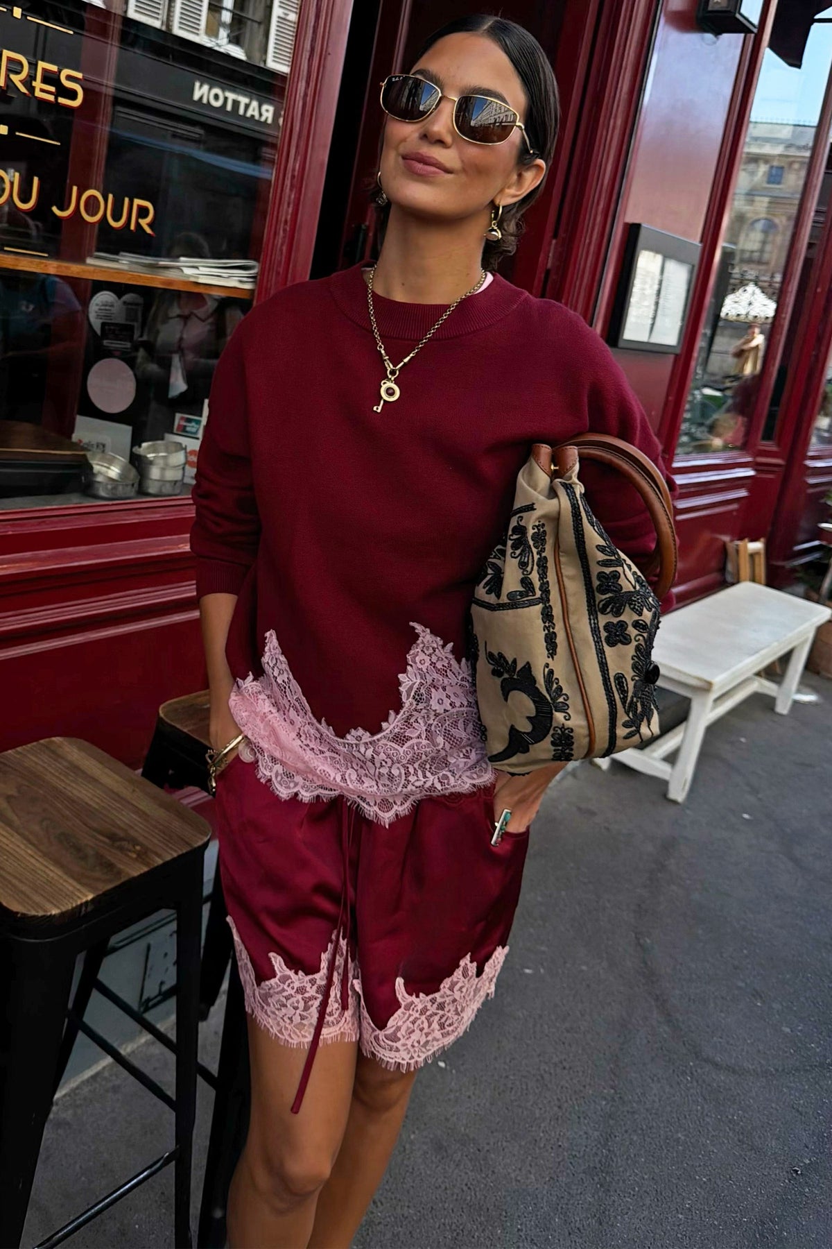 Never Fully Dressed Trending - Burgundy Lace Copenhagen Jumper