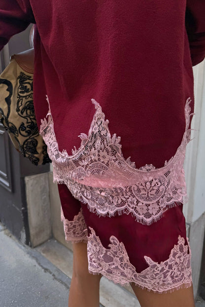 Never Fully Dressed Trending - Burgundy Lace Copenhagen Jumper