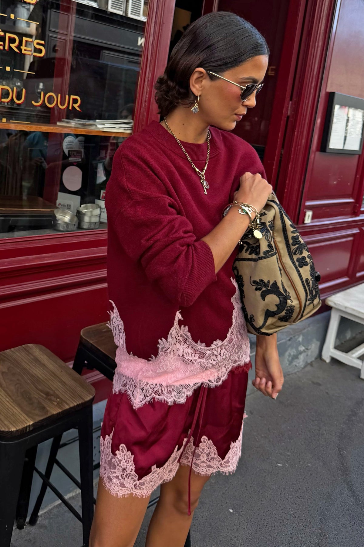 Never Fully Dressed Trending - Burgundy Lace Copenhagen Jumper