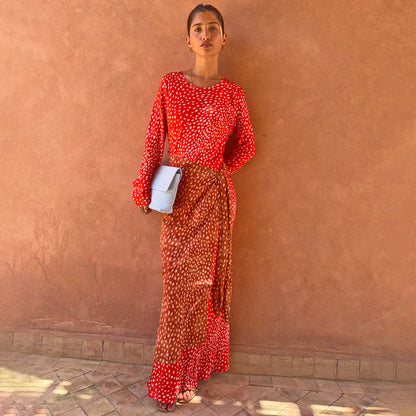 Never Fully Dressed Popular - Spliced Deer Wrap Maxi Dress