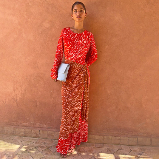 Never Fully Dressed Popular - Spliced Deer Wrap Maxi Dress
