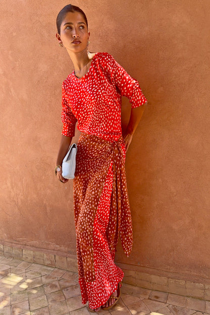 Never Fully Dressed Popular - Spliced Deer Wrap Maxi Dress