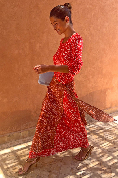 Never Fully Dressed Popular - Spliced Deer Wrap Maxi Dress