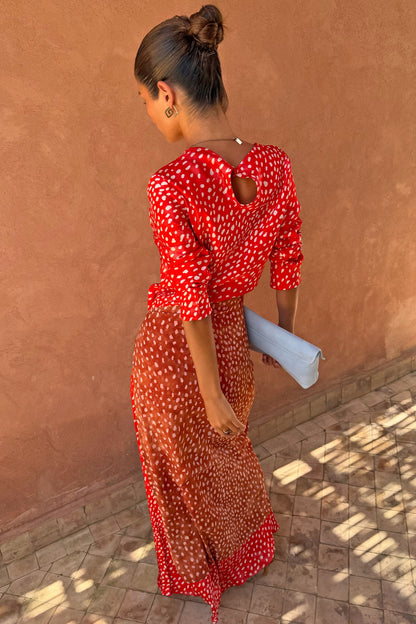 Never Fully Dressed Popular - Spliced Deer Wrap Maxi Dress