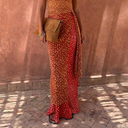 Never Fully Dressed Popular - Spliced Deer Wrap Jojo Midi Skirt